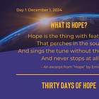 Thirty Days of Hope Overview