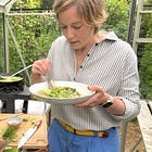 Braised lettuce & bean stew with wild garlic 'capers'