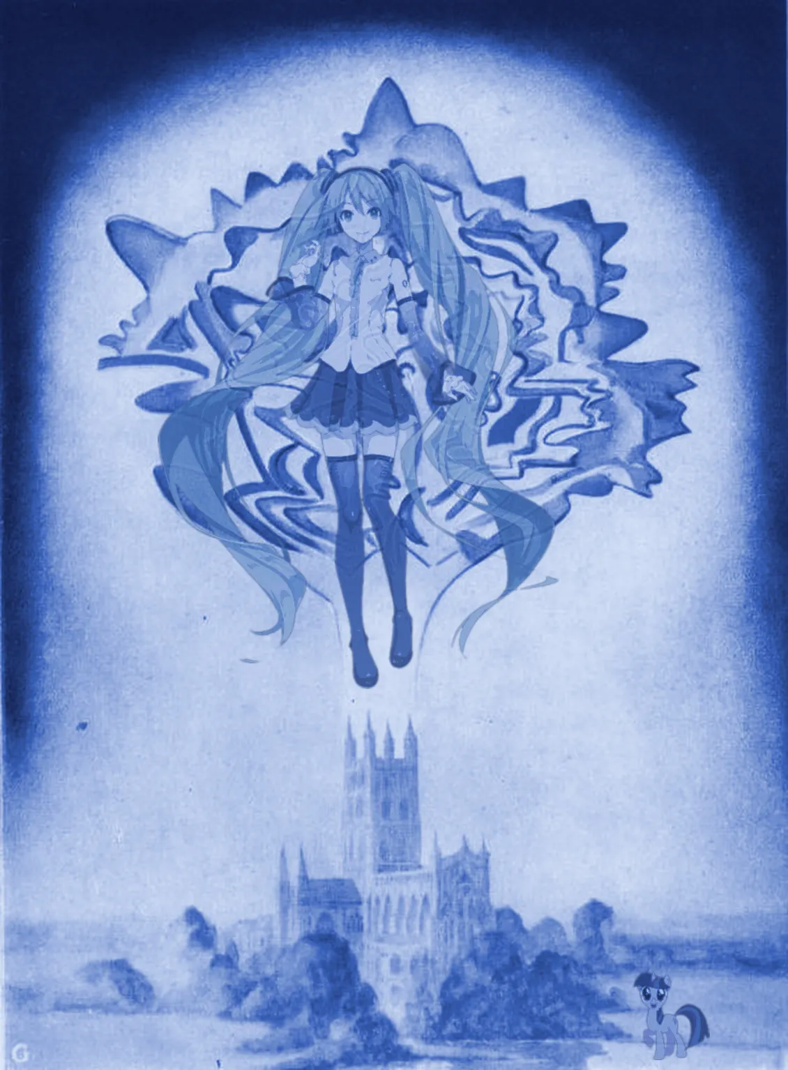 “Plate G: Music of Gounod,” from Thought-Forms by Annie Besant and C.W. Leadbeater (1901), overlaid with images of Hatsune Miku and Twilight Sparkle.
