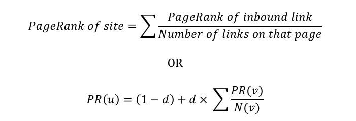 Google's PageRank formula written as an equation