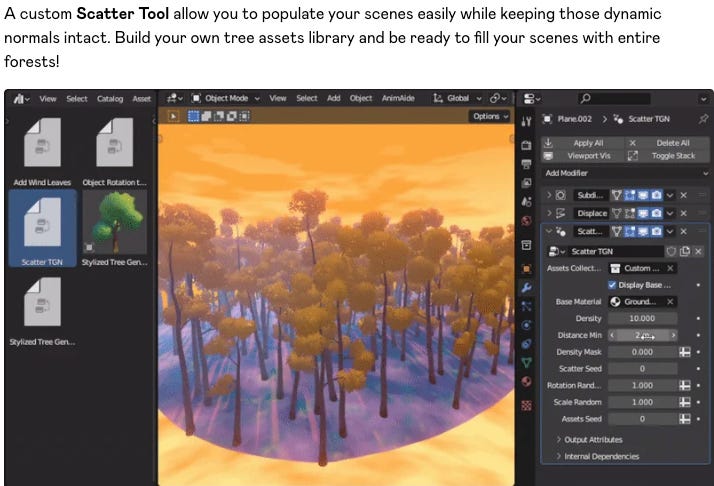 Blender view of tree generation