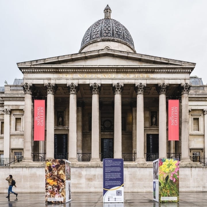 The National Gallery with art displays outside