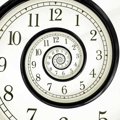 Time/a clock flowing in a spiral
