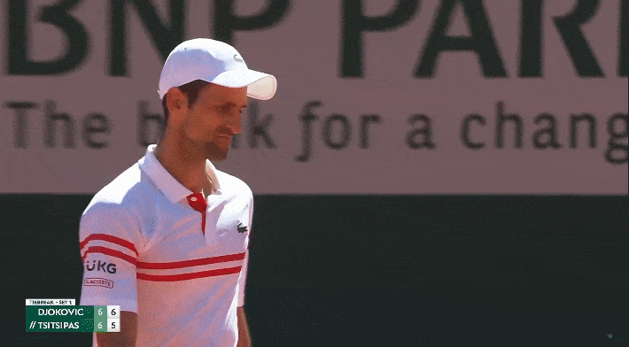 Novak's reaction at the missed chance