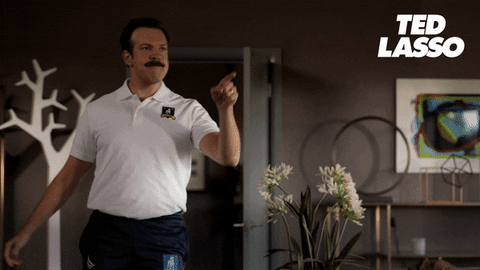 Ted Lasso pointing and saying "Yes."