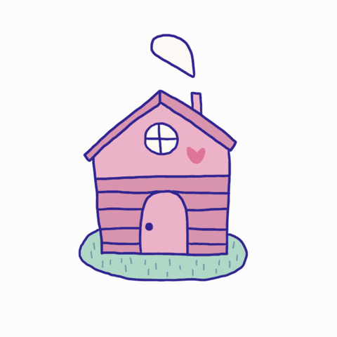 Gif of a cute pink cottage by Marie Boiseau