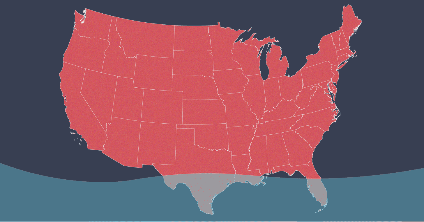A map of the United States, under rising seas