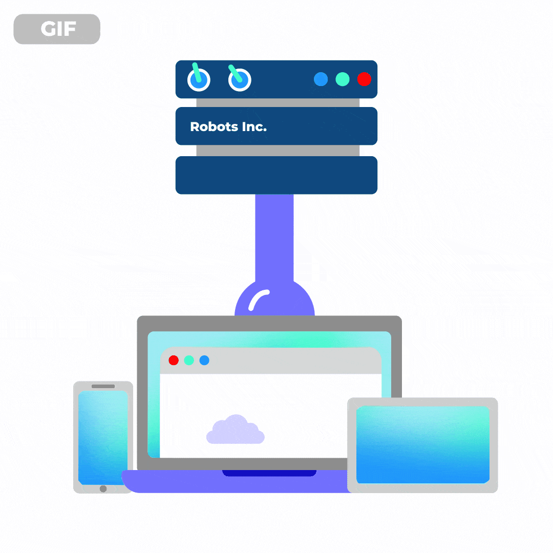 Animated Web Server Icon GIF | Looping 2D Animation of Database Servers