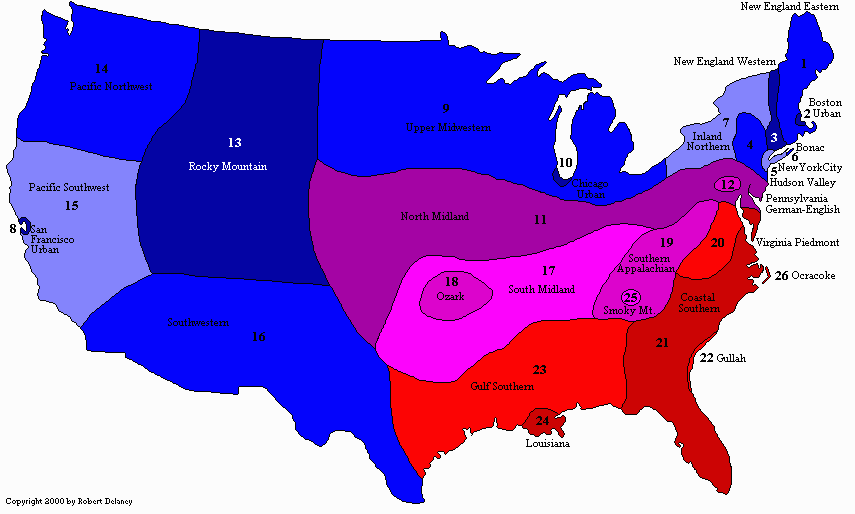 American Dialects : Dialect map of American English