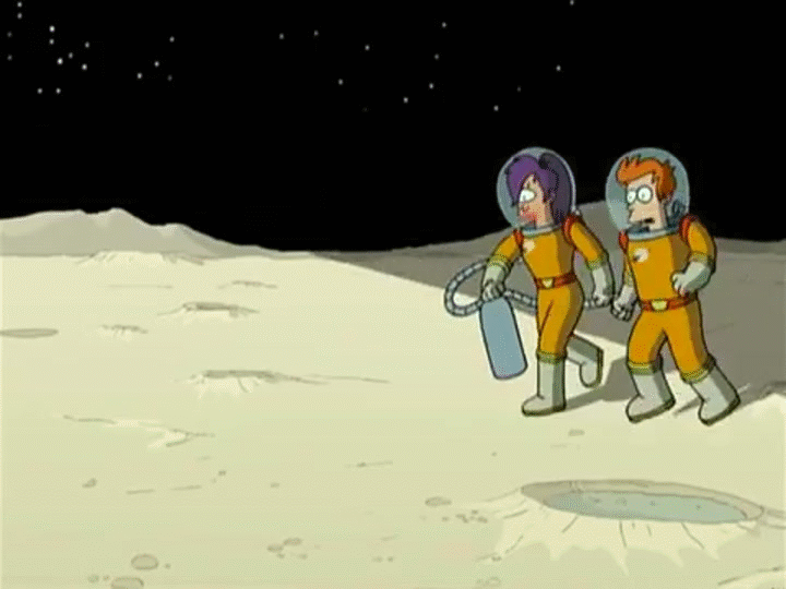 Request] How fast is Fry and Leela running on the moon? - GIF on Imgur