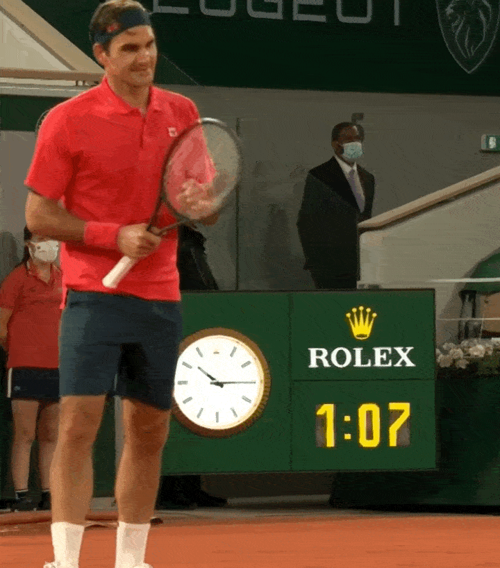 Federer telling himself to calm down