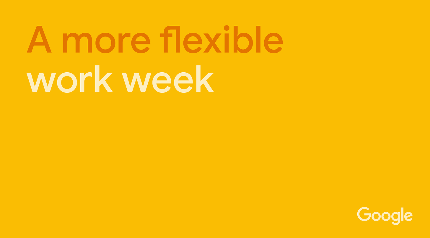 GIF showing the text: More flexibility for your work week, More choice around where you work, More flexibility for your life