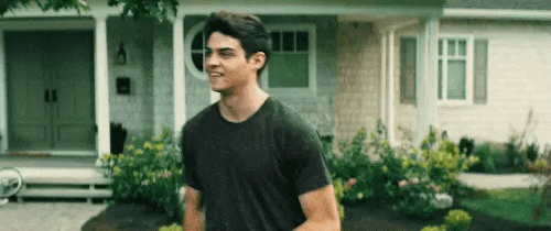 Noah Centineo as Peter Kavinsky in 'To All the Boys I've Loved Before' walking away from a house that Lana Condor is walking into. Noah Centineo as Peter Kavinsky in 'To All the Boys I've Loved Before' walking away from a house that Lana Condor is walking into.