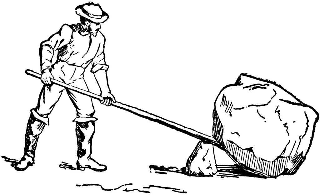 Man Using Lever and Fulcrum to Lift Rock | ClipArt ETC