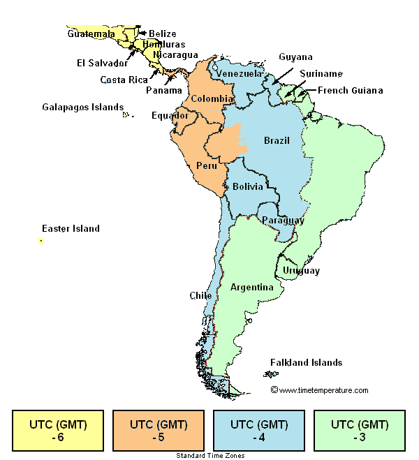South America Time Zone - South America Current Time