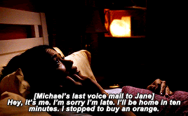 Jane listens to a voicemail and cries