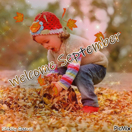 Little Girl Playing In Leaves - Welcome September quotes gifs gif september  hello september welcome september hel… | Welcome september, Girls play,  September quotes