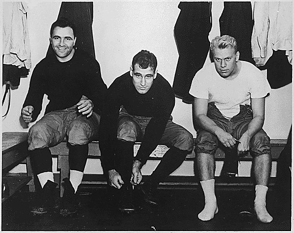 Yale football coaches in the last 1930s. Gerald R. Ford is on the right.