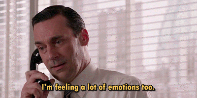 Gif from Mad Men: Jon Hamm on the phone saying "I'm feeling a lot of emotions too."