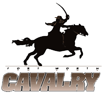 Forth Worth Cavalry Logo Primary Logo (1994) - Calvary Man leading the charge over script SportsLogos.Net