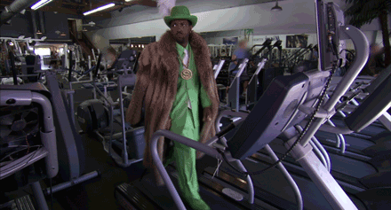 Ladies and gentleman, a pimp on a treadmill. [more...