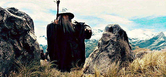 Gandalf and the fellowship of the ring get to the top of a hill