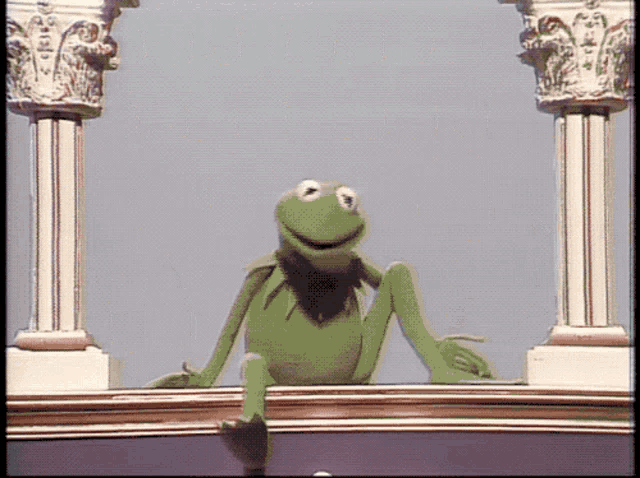Gif from the Muppet Show opening song where all the Muppets are in between columns.