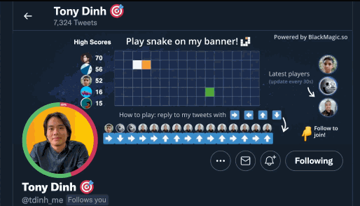 I let people play snake on my Twitter banner