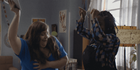 Aidy Bryant and Lolly Adefope dancing in their house in "Shrill" Aidy Bryant and Lolly Adefope dancing in their house in "Shrill"
