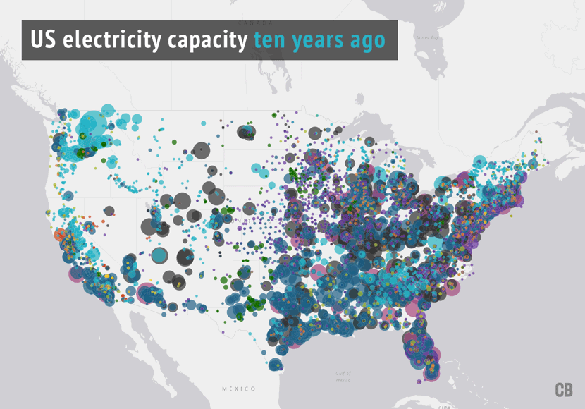 Impressive growth of wind and solar. Click through for an interactive version.
