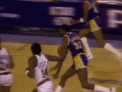 Magic Johnson to Byron Scott — Los Angeles Lakers
More 80s & 90s NBA gifs at: http://bit.ly/2kSz04d