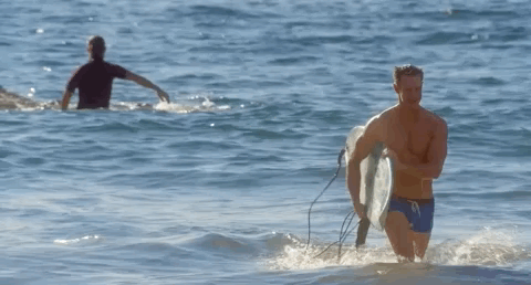 Logan Echolls walking shirtless out of the ocean