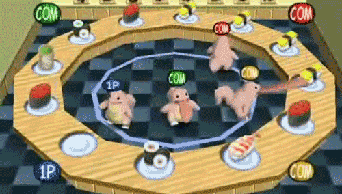 The Sushi-Go-Round minigame.
