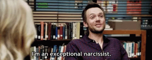 Gif of Jeff from "Community" saying "I'm an exceptional narcissist."