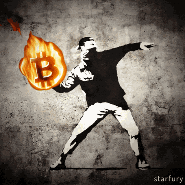 Bitcoin Banksy GIF - Bitcoin Banksy Fire - Discover &amp; Share GIFs