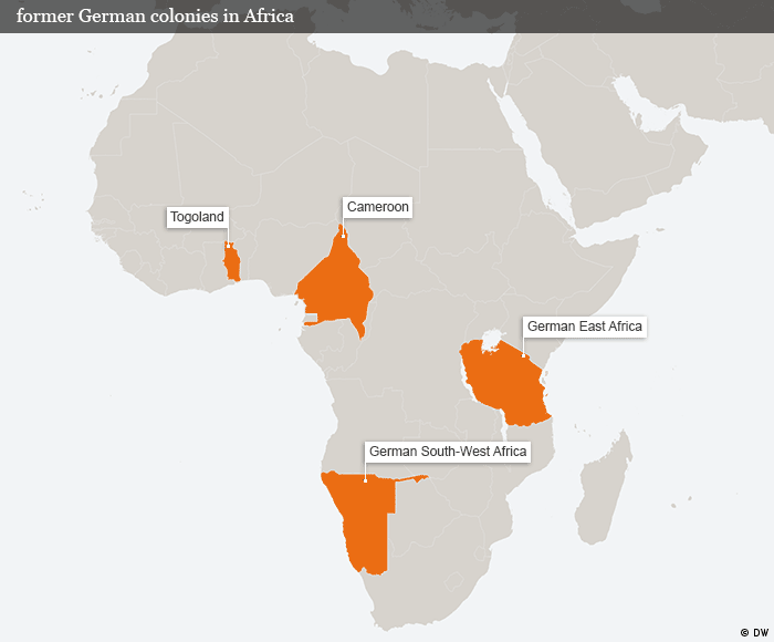 Map showing former German colonies in Africa