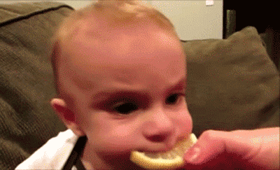 When life gives you lemons......... | Funny babies, Baby eating, Funny gif