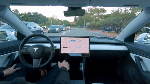  tesla autonomous car GIF