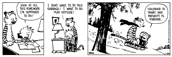 SLOW Movement: Calvin and Hobbes: Childhood is short and maturity is ...