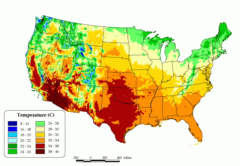 Average High Temperature Map of the US In October - WhatsAnswer