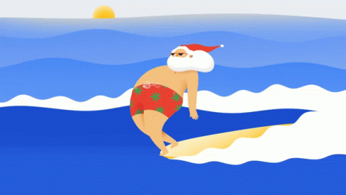 Surfing Santa Claus GIF - Surfing Santa Claus Beach - Discover & Share GIFs