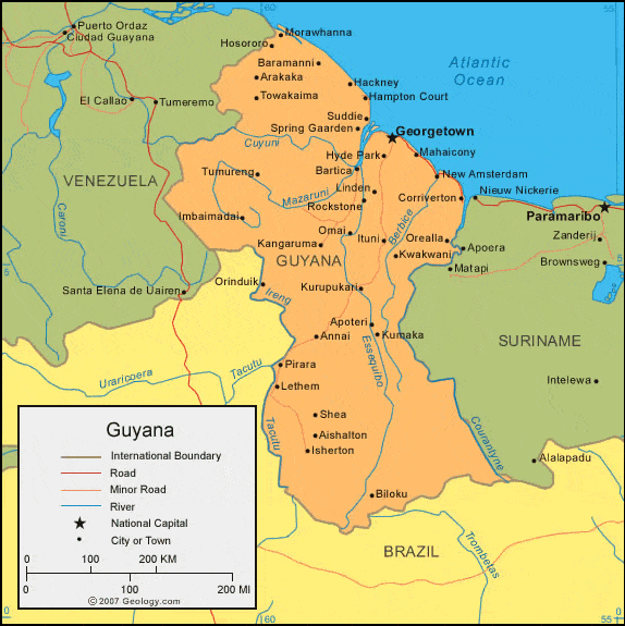 Guyana Map and Satellite Image