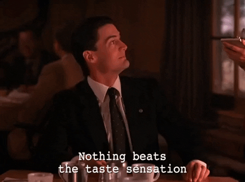 Dale Cooper in 'Twin Peaks' saying "Nothing beats the taste sensation when maple syrup collides with ham."