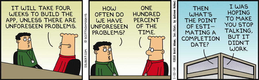 Dilbert: It will take four weeks to build the app, unless there ...