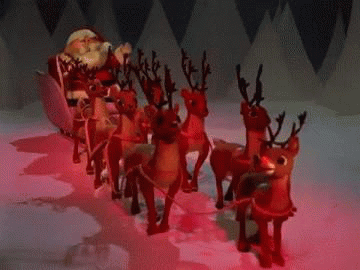 Rudolph leading Santa's sleigh | Animated christmas, Christmas pictures,  Merry christmas gif