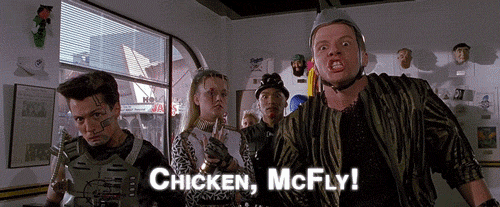 GIF: Biff says Chicken McFly (BTTF) - DAILYPOP.in