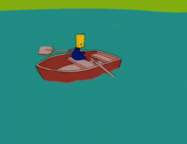 Bart Simpson rowing in circles.: gifs