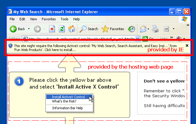 Internet Explorer displaying an alert that requires ActiveX controls to be installed