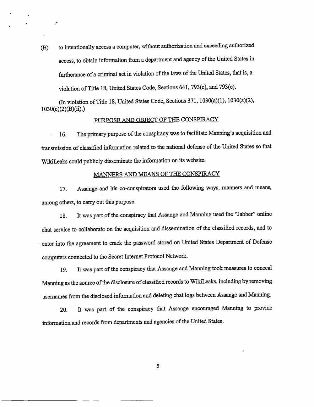 Page 5 of Assange Indictment