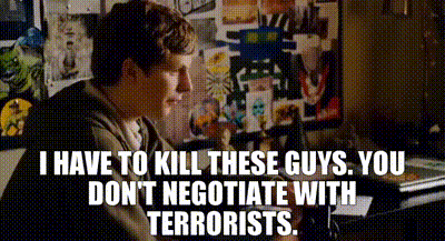 YARN | I have to kill these guys. You don't negotiate with terrorists. |  Superbad (2007) | Video gifs by quotes | 8ccca8dd | 紗